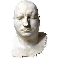 Particularly Large Mid-20th Century Plaster Death Mask of a Gentleman