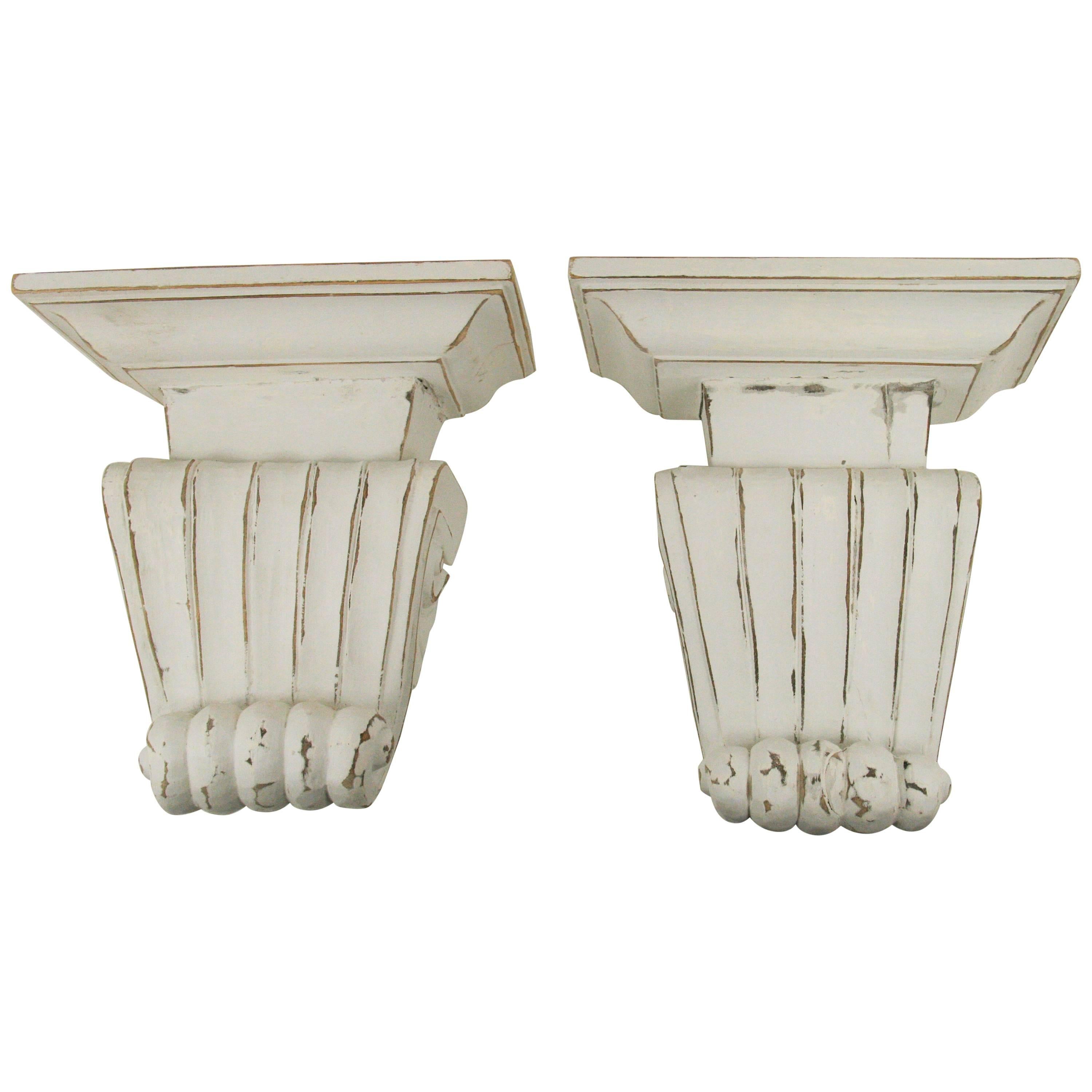 Pair of Large Fluted Wall Brackets/ Shelves