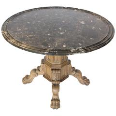 19th Century Oak Center Table with Marble Top