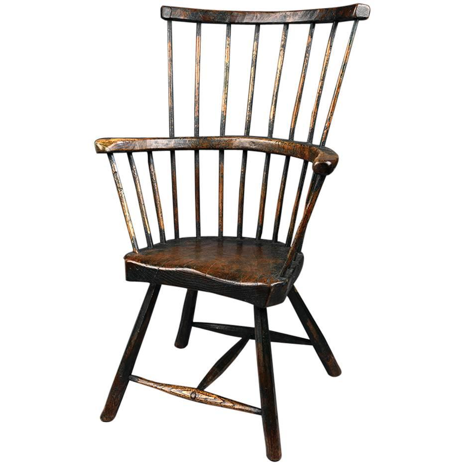 18th Century Primitive Comb Back Windsor Chair