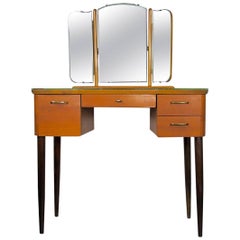 Mid-20th Century Teak Dressing Table with Angled Mirror