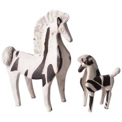 Two Ceramic Horses by Bruno Gambone, Italy