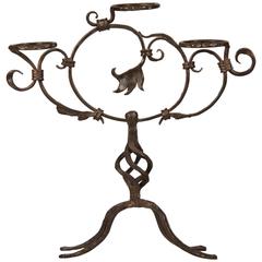 Antique French Hand-Forged Iron Plant Stand, circa 1870