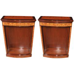Pair of Regency Style Open Front Bookcases Satinwood