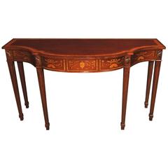 Large Regency Breakfront Console Table in Mahogany Inlay