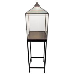 Balinese Style Glass and Oxidized Metal Floor Light with Display Case 11