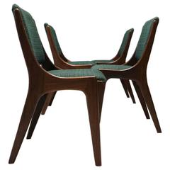 Vintage Rare Set of Four Monaco Dining Chairs in Teak by Mahjongg, Holland, 1960s