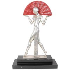 French Art Deco Table Lamp Light Semi Nude Figurine