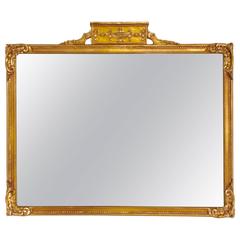 Neoclassical Gold Giltwood Mirror Rectangular Mantle Mirror