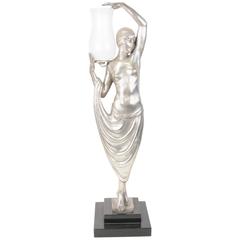 French Art Deco Style Table Lamp Female Odalisque Figurine
