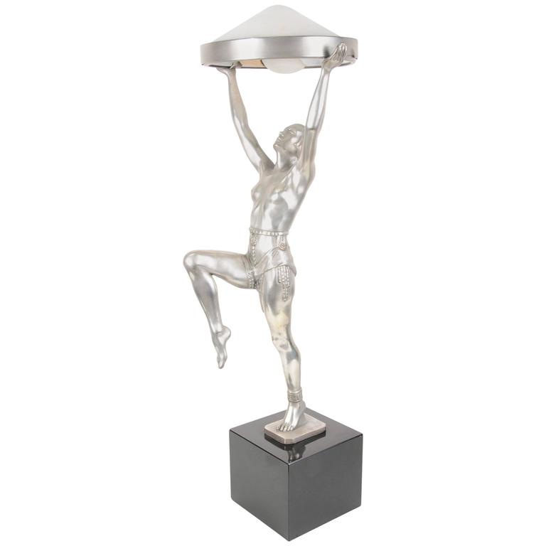 Art Deco Style Bronze Danseuse Table Lamp Figurine Dancer For Sale at