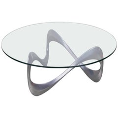 Aluminum and Glass Snake Coffee Table Designed by Knut Hesterberg