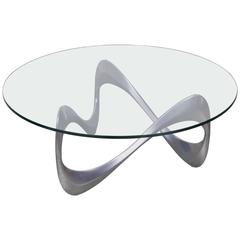 Aluminum and Glass Snake Coffee Table Designed by Knut Hesterberg 3