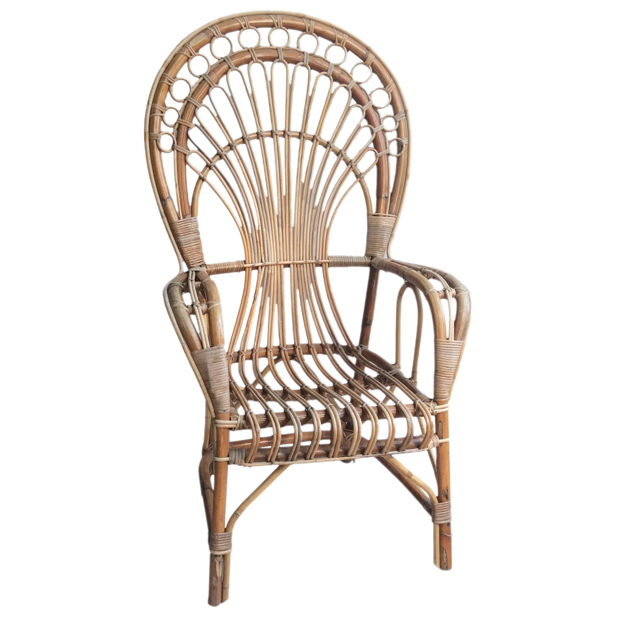 Iconic Rattan Peacock Chair, 1970s For Sale