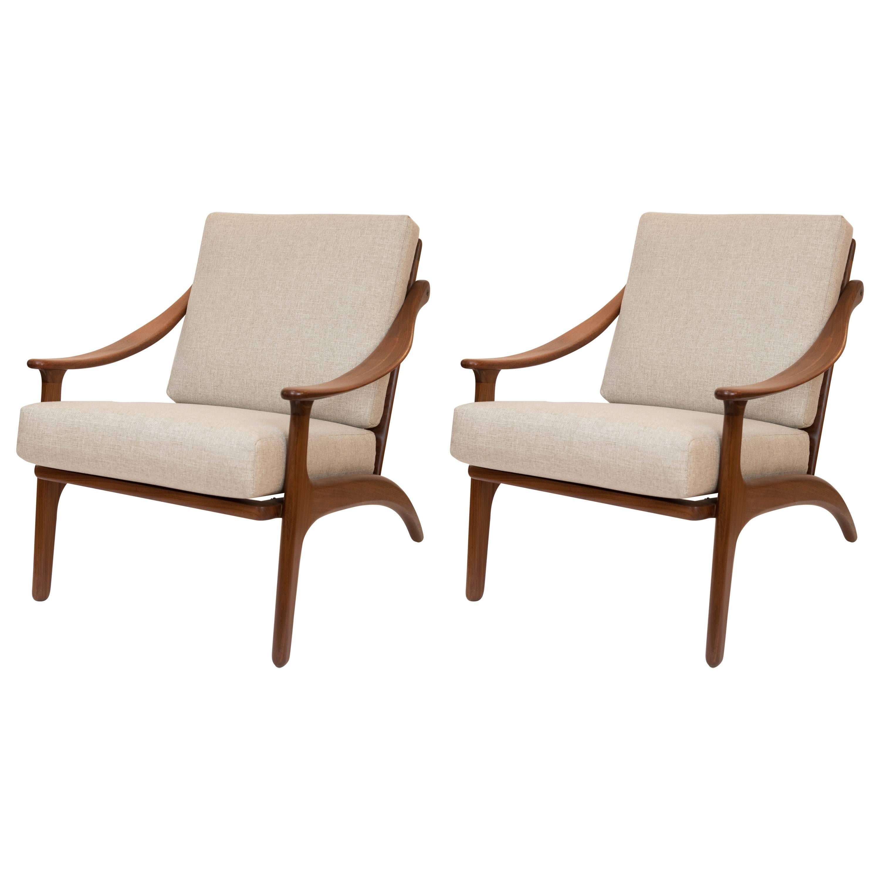 Pair of Mid-Century Teak Lounge Chairs from Denmark