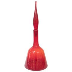 Large Red Blenko Glass Decanter with Stopper, circa 1965