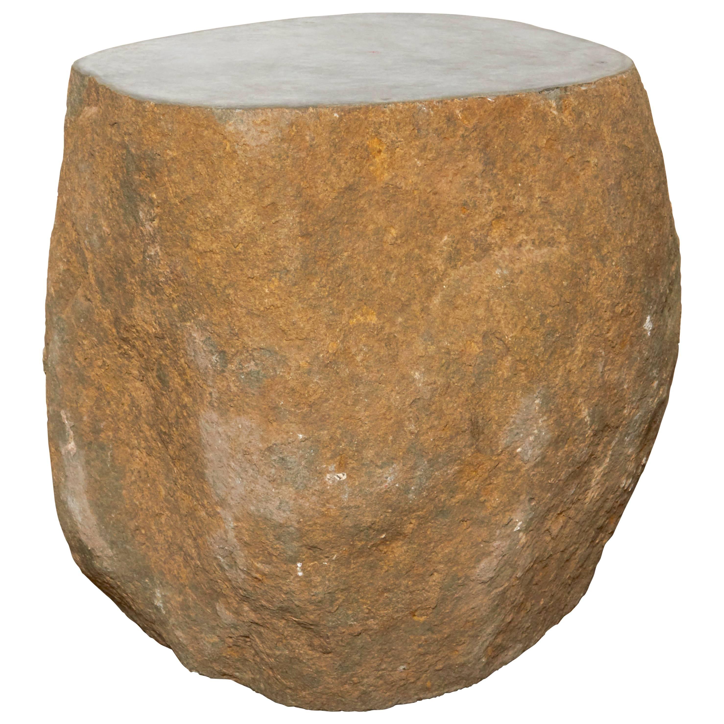 Stone End Table with Polished Top