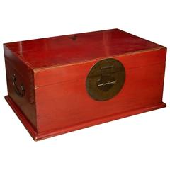 Red Lacquered Wood Trunk 6