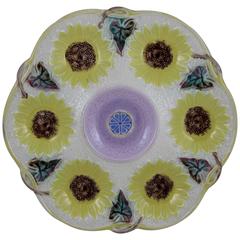19th Century Samuel Lear English Majolica Sunflower Oyster Plate