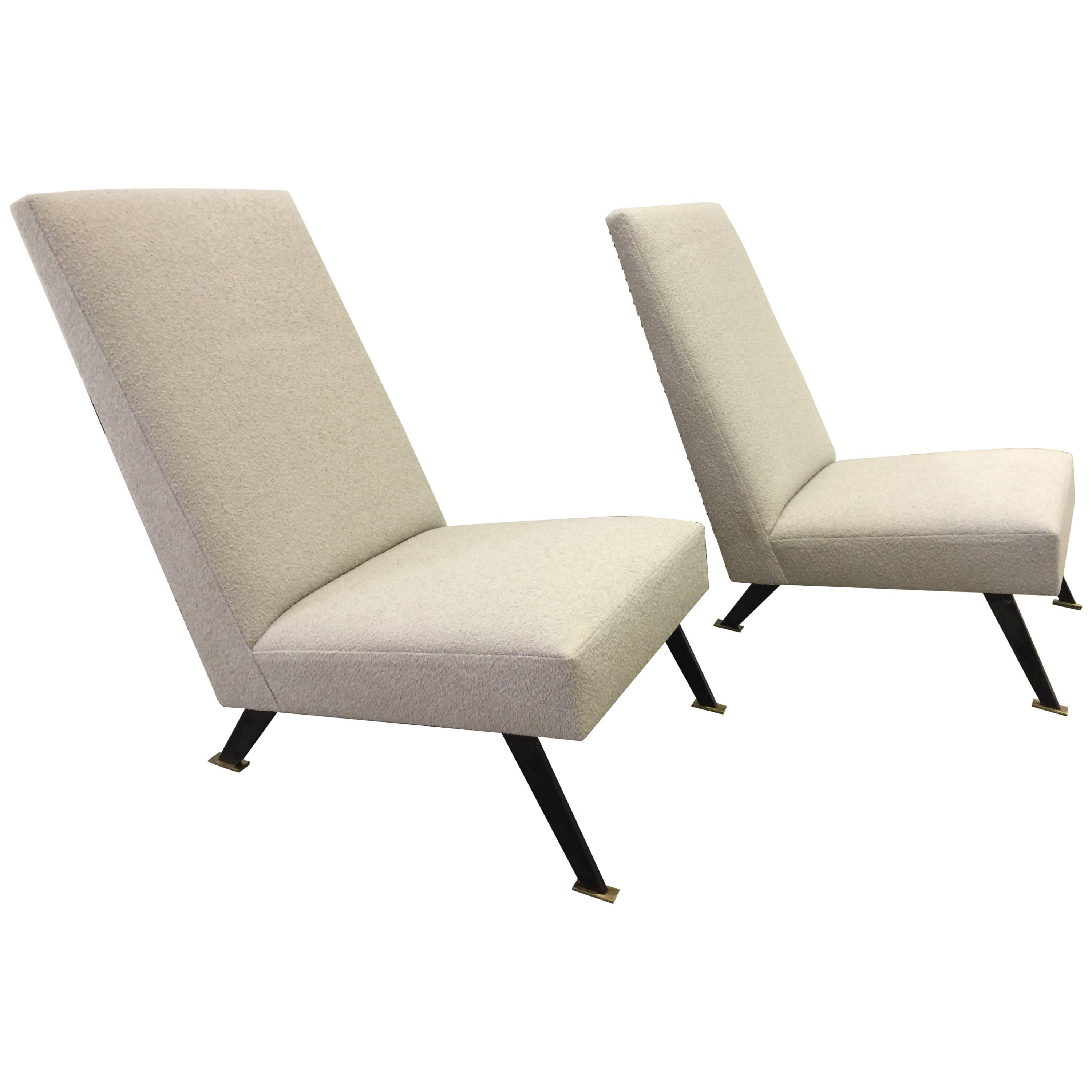 Pair of French Sleek Lounge Chairs