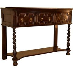 19th Century English Oak Sideboard with Vine Carved Legs