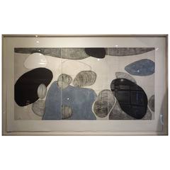 Large Triptych Engraving by Marielle Guegan, Italy, Contemporary