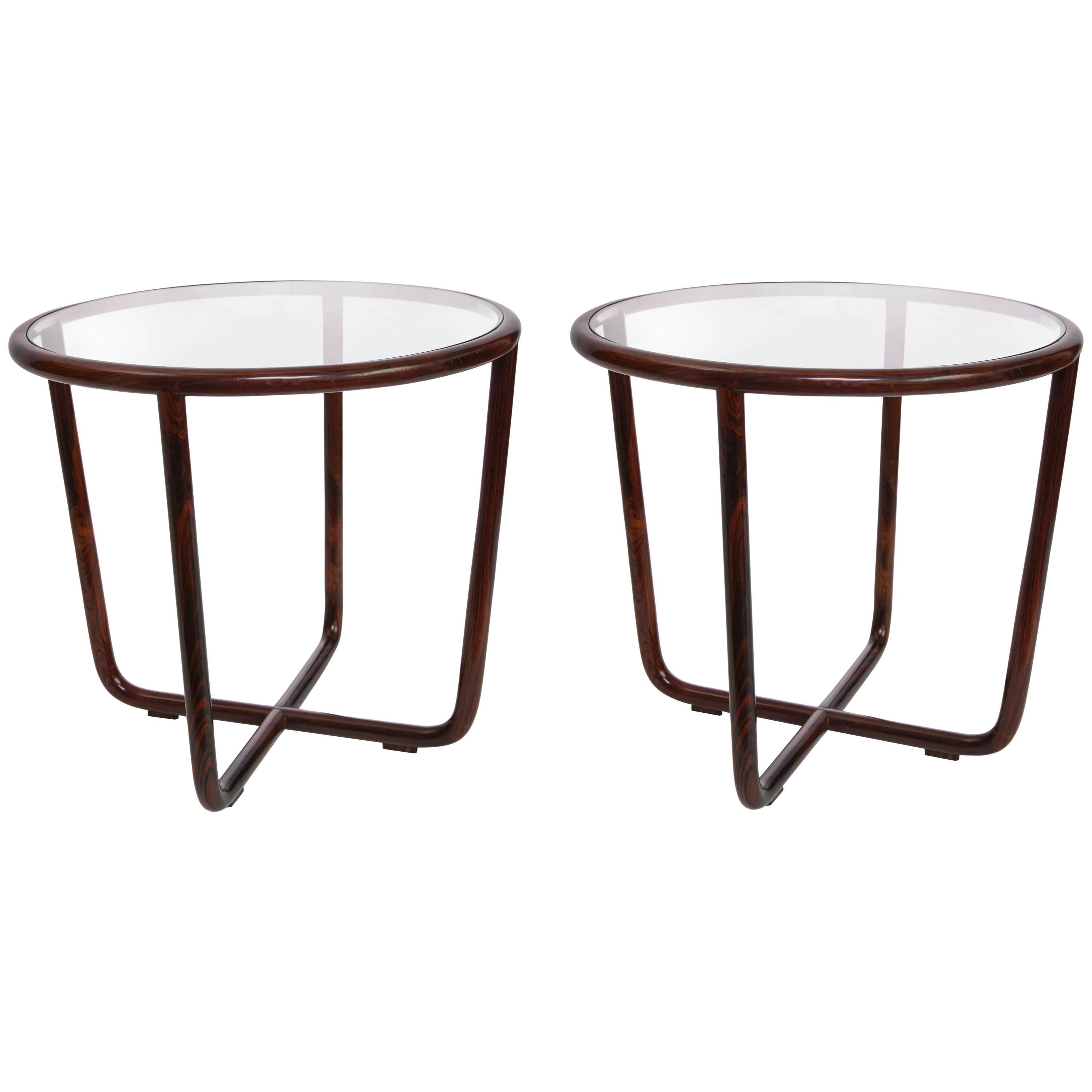 Pair of Joaquim Tenreiro Round Jacaranda Side Tables