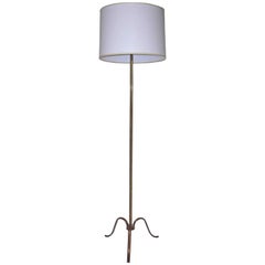 French Tripod Brass Floor Lamp