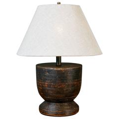 Chunky Wood Table Lamp with Linen Shade