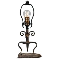 Charming, Diminutive Handmade Vintage French Iron Table Lamp 7