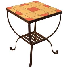 Vintage Iron Base Tile Top Table