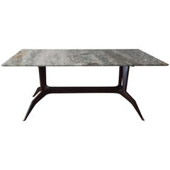 Ico Parisi Style Italian Mid-Century Table with Marble Top