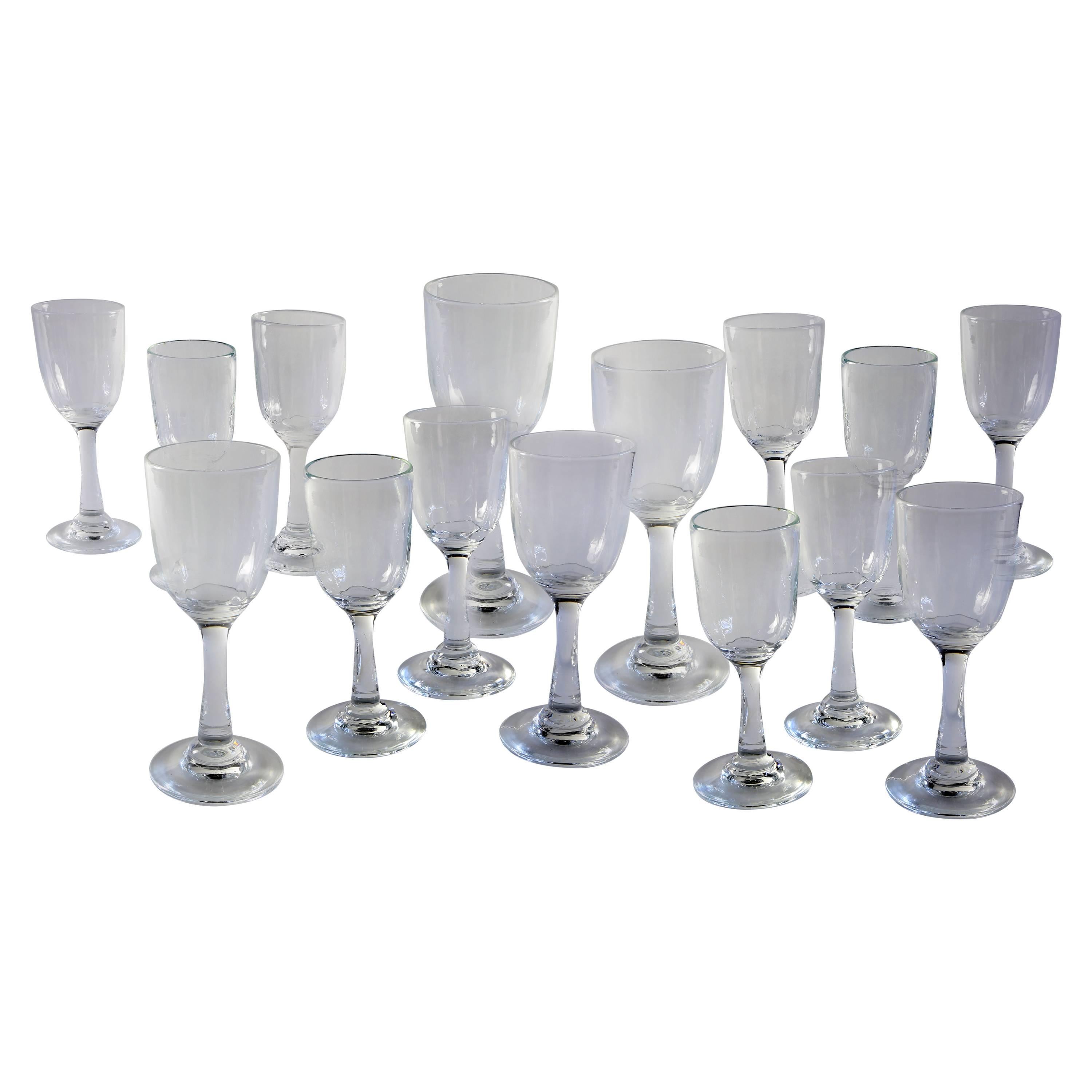 Set of 15 French Vintage Pierre Deux Stemmed Blown Glasses For Sale