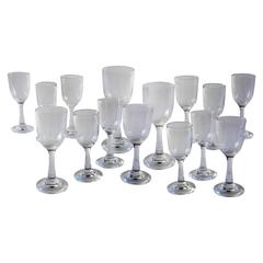 Set of 15 French Vintage Pierre Deux Stemmed Blown Glasses