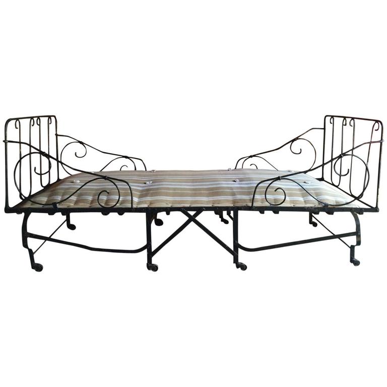 Antique Day Bed Folding Campaign French Edwardian, Early 20th Century