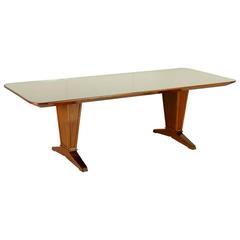 Table Mahogany Veneer Glass Top Vintage Manufactured in Italy, 1950s-1960s