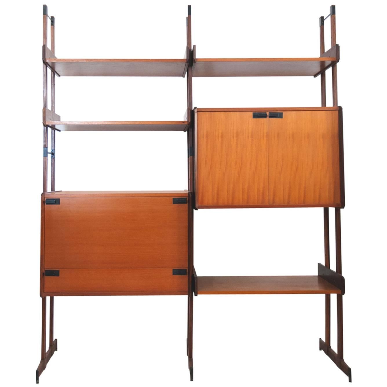 Mid-Century Modular Teak and Rosewood Wall Unit, 1950s