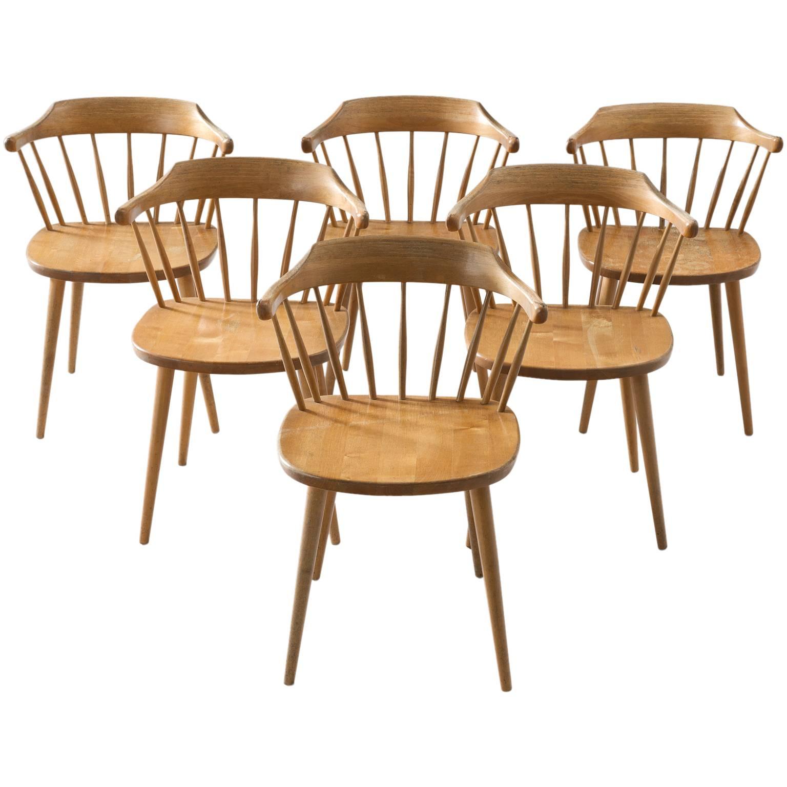 Yngve Ekström Set of Six 'SmåLand' Dining Chairs in Birch