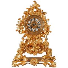 Napoleon III Gilt Bronze Clock in Rocaille Style