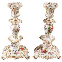 Mid-19th Century Pair of Porcelain Candlesticks by Jacob Petit
