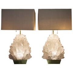 Pair of Natural Rock Crystal Lighting, Demian Quincke 12