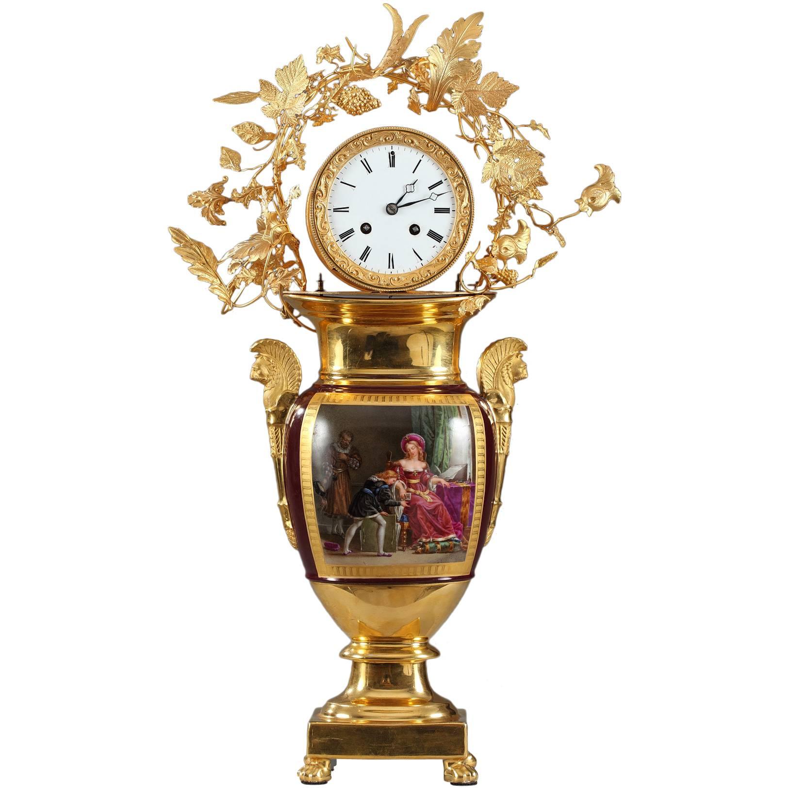 Charles X Vase and Clock in Troubadour Style