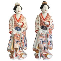 Antique Pair of 18th Century Imari Models of Bijin 'Beauties'