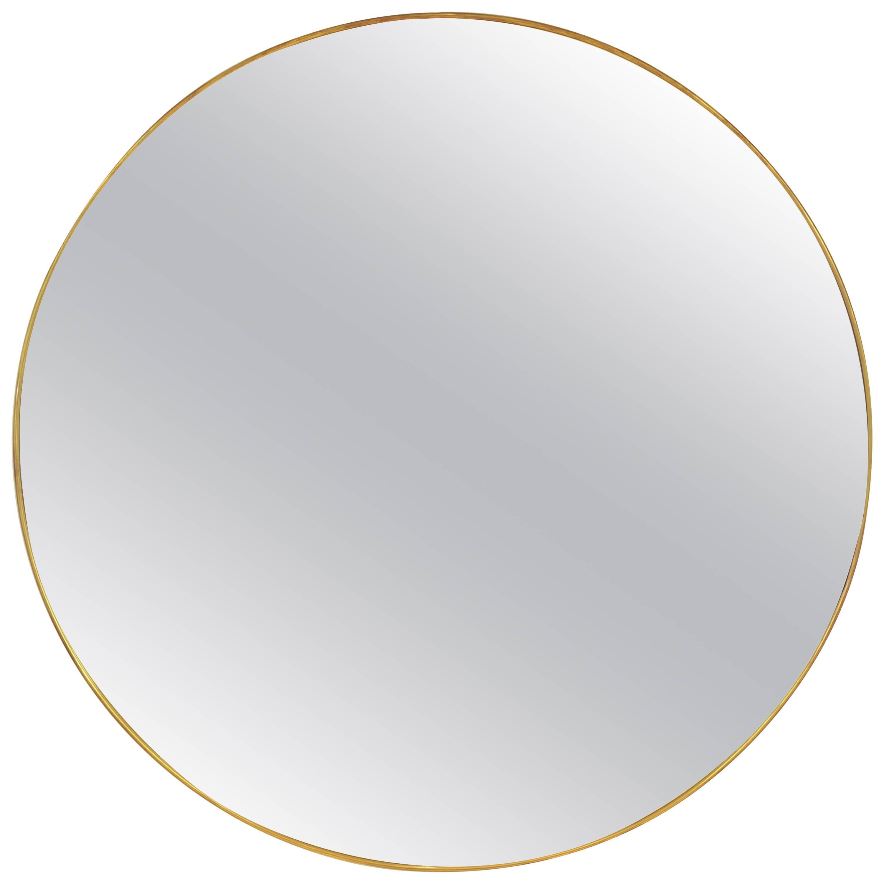 Large Round Brass Framed Mirror