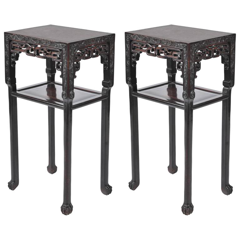 Pair 19th Century Chinese Hardwood Tables For Sale at 1stdibs