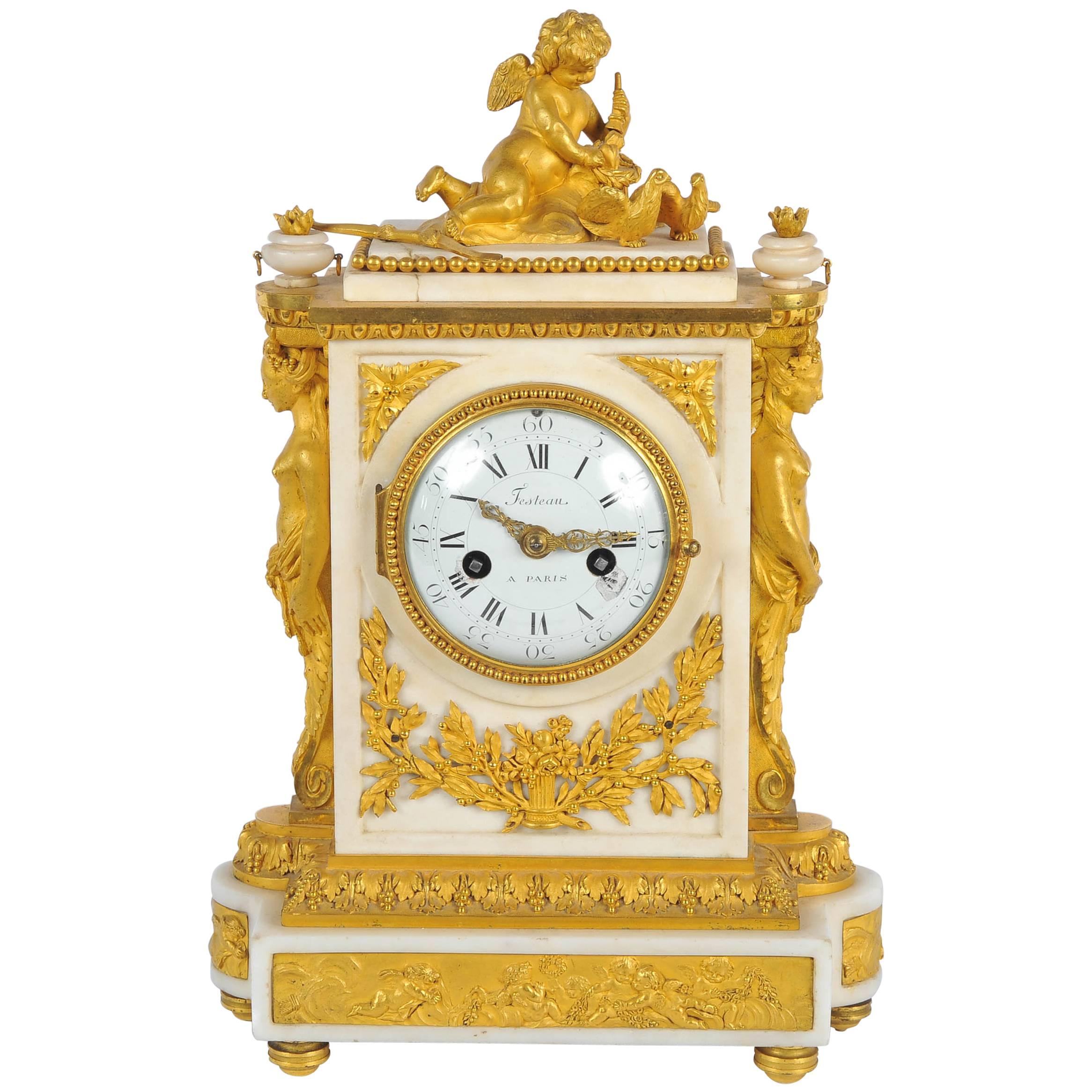 19th Century French Mantel Clock, Louis XVI style, by Festeau, Paris