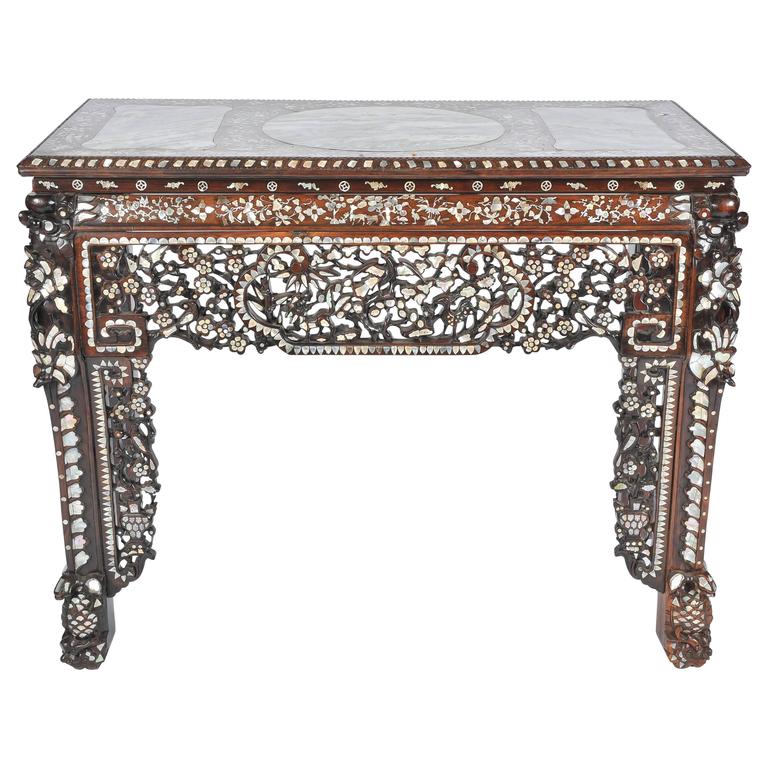 19th Century Chinese Mother Of Pearl Inlaid Table For At 1stdibs 19th Century Chinese Mother Of Pearl Inlaid Table For