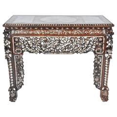 19th Century Chinese Mother-of-Pearl Inlaid Table