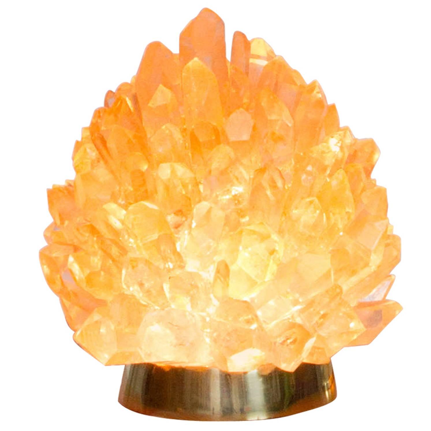Natural Amber Quartz Lighting, "Small Liberty", Demian Quincke For Sale