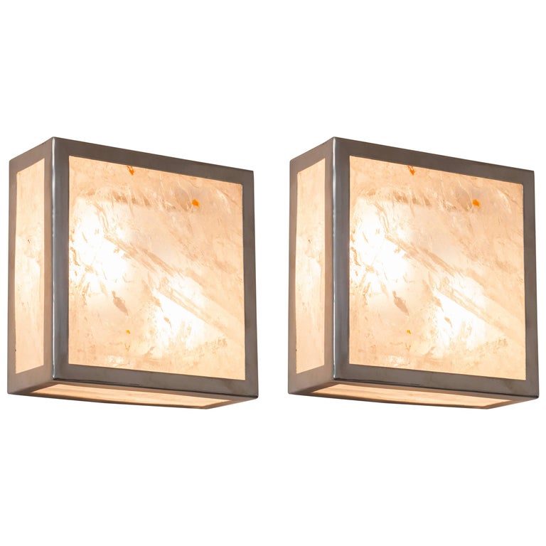 Pure Rock Crystal Sconces, “Classic Cube,” Demian Quincke For Sale
